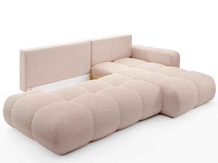 Ecksofa L-Form Rechts mit Schlaffunktion und Bettkasten Sile L Hellrosa