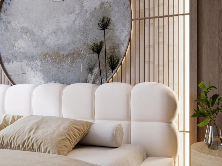 Polsterbett mit Bettkasten und Lattenrost 120x200 Plaza Creme