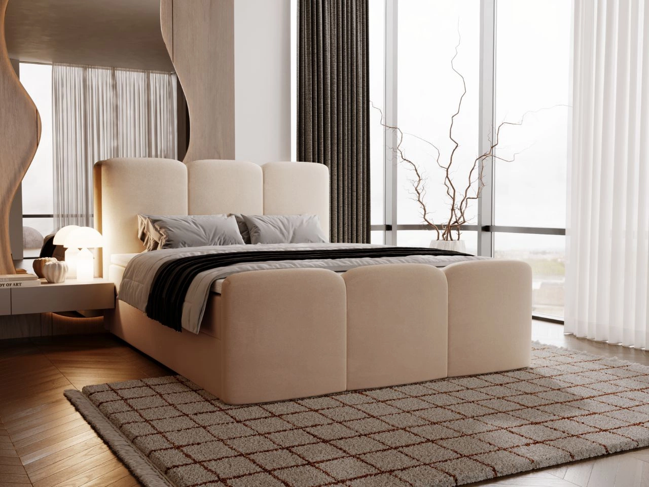 Boxspringbett mit Bettkasten 120x200 Campi Beige