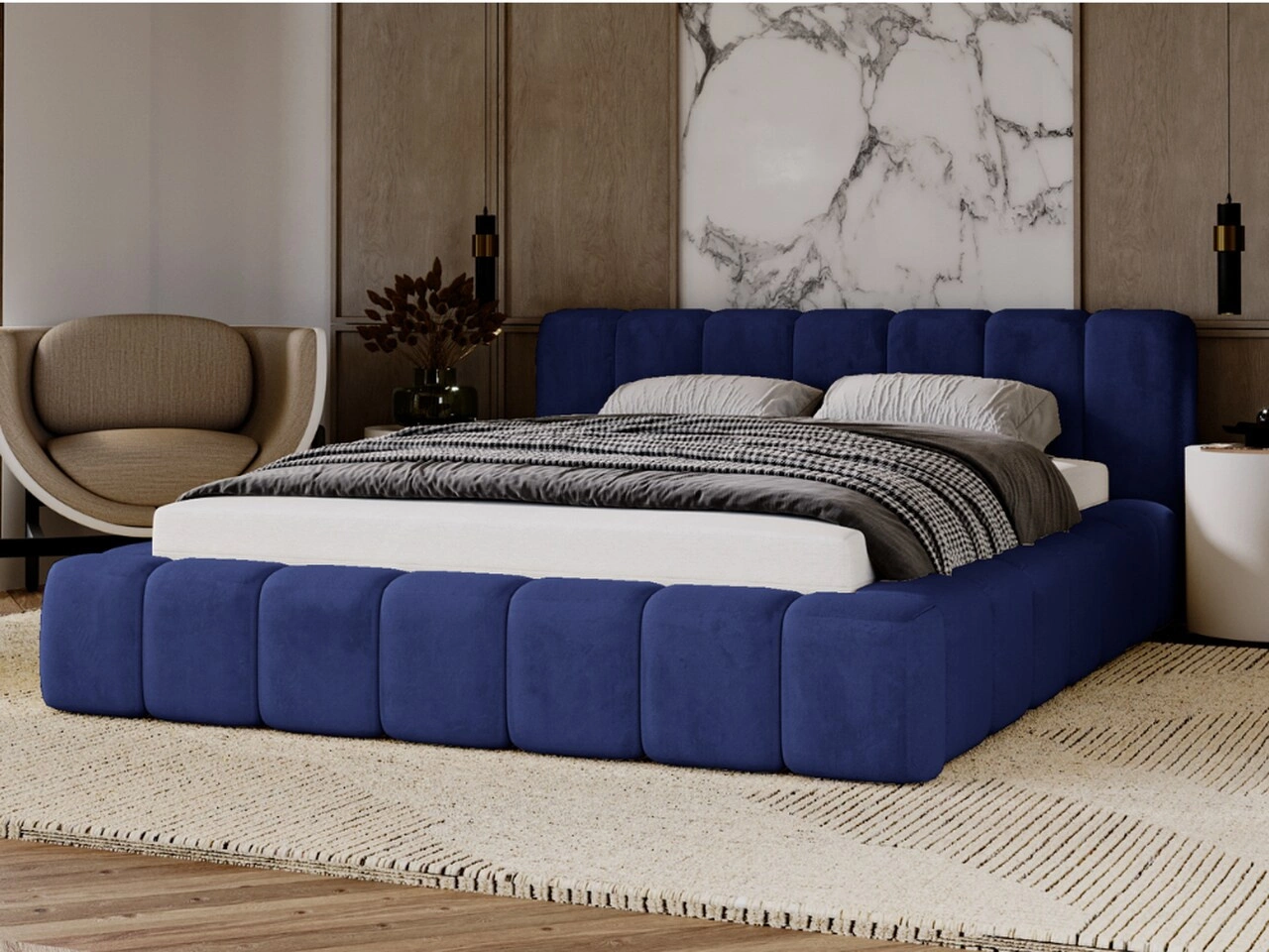 Polsterbett mit Bettkasten und Lattenrost 120x200 Ibiza Dunkelblau