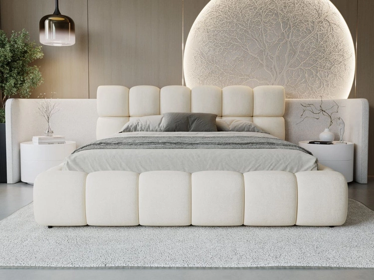 Polsterbett mit Bettkasten und Lattenrost 200x200 Modo Beige