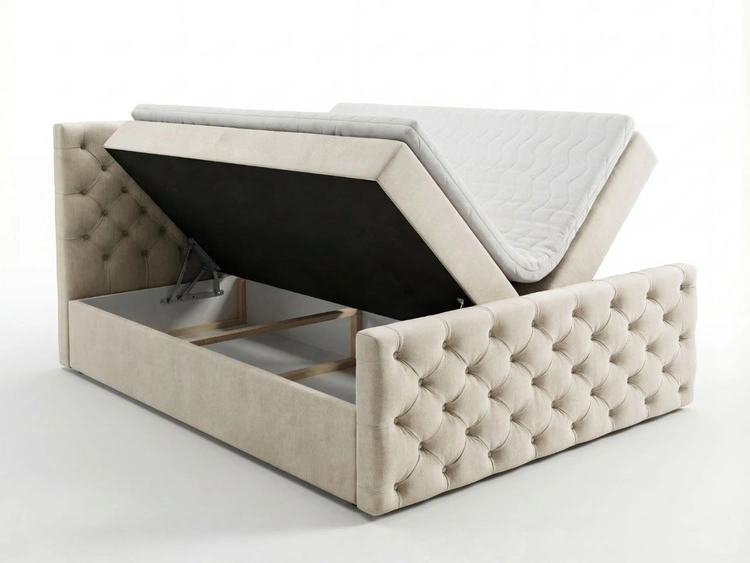 Boxspringbett mit Bettkasten 140x200 Montego Creme