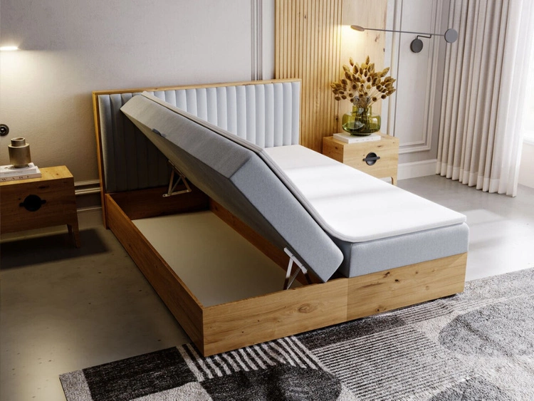 Boxspringbett mit Bettkasten 180x200 Forest Hellgrau