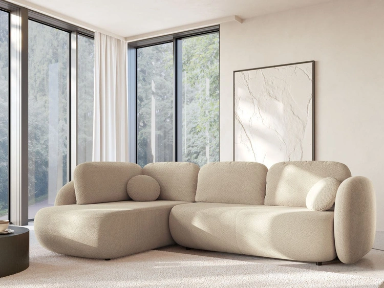 Ecksofa mit Schlaffunktion und Bettkasten Links Carino Beige