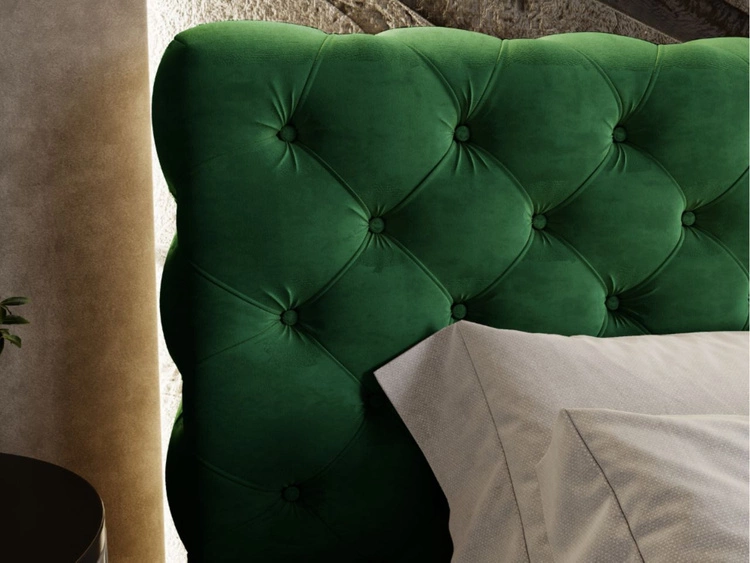 Polsterbett mit Bettkasten und Lattenrost 200x200 Apollo Grün