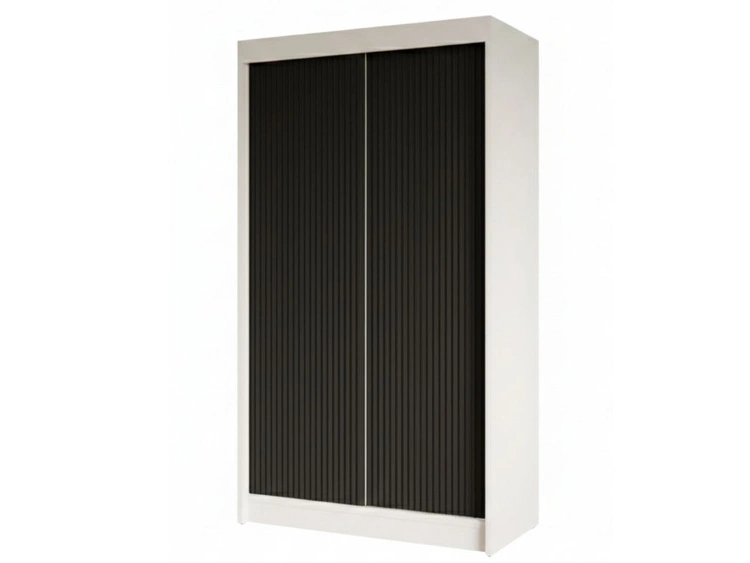 Schiebetürenschrank mit geriffelter Front 120 cm Fano Weiß, Schwarz