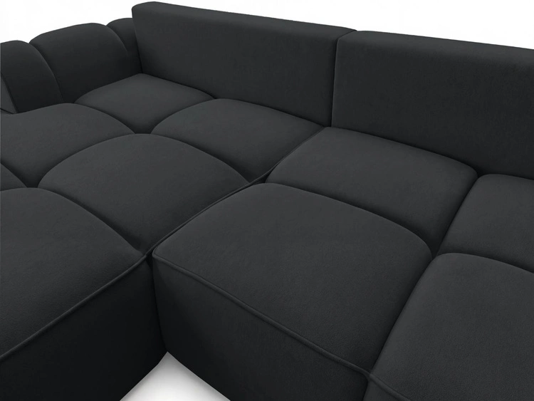 Ecksofa L-Form Links mit Schlaffunktion und Bettkasten Bonno Schwarz