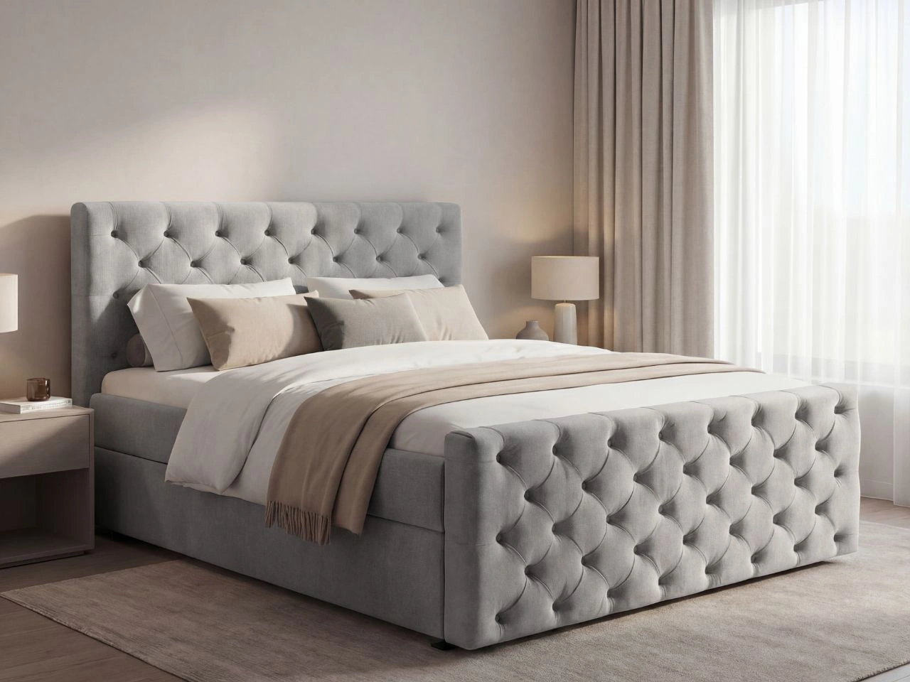 Boxspringbett mit Bettkasten 140x200 Montego Hellgrau