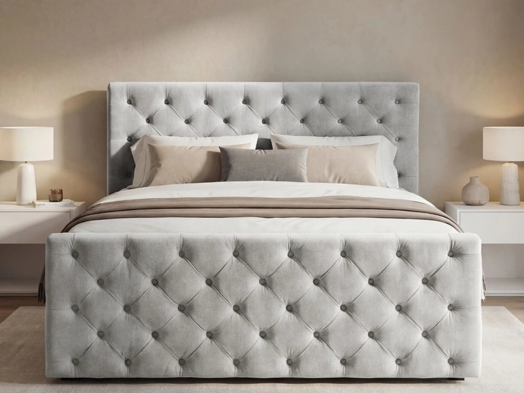 Boxspringbett mit Bettkasten 160x200 Montego Hellgrau