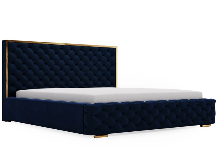 Polsterbett mit Bettkasten und Lattenrost 140x200 Wave Dunkelblau