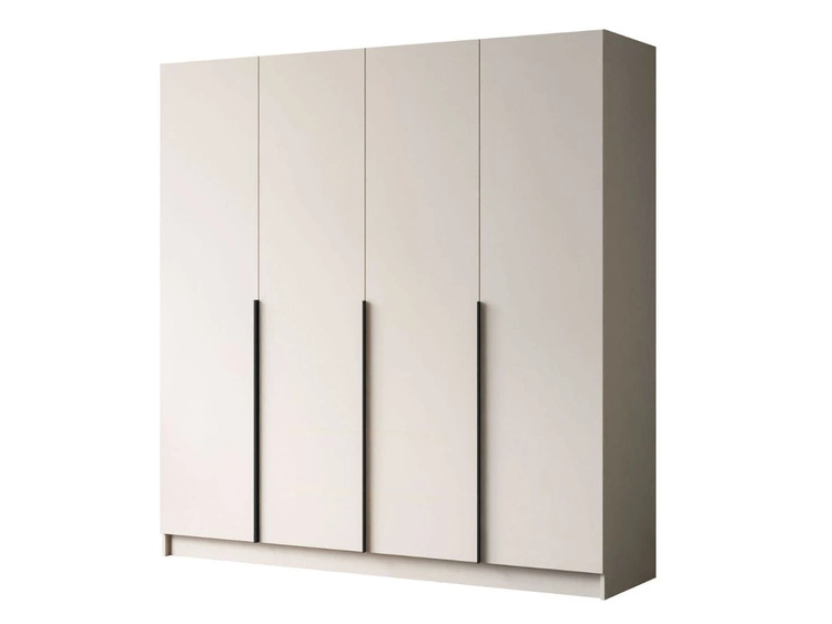 Viertüriger Kleiderschrank mit Drehtüren und schwarzen Griffen Ameli Kaschmir