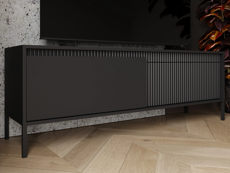 TV-Lowboard mit Türen 153 cm Sorano Schwarz