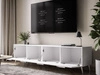 TV-Lowboard mit Türen auf Silbernen Metallbeinen 200 cm Noaé Weiß Hochglanz