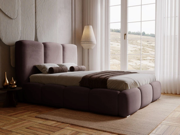 Polsterbett mit Bettkasten und Lattenrost 160x200 Bubble Braun