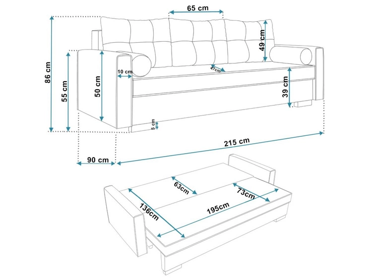 Schlafsofa mit Bettfunktion und Bettkasten Pori Grün