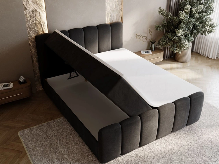 Boxspringbett mit Bettkasten 160x200 Cloud Schwarz
