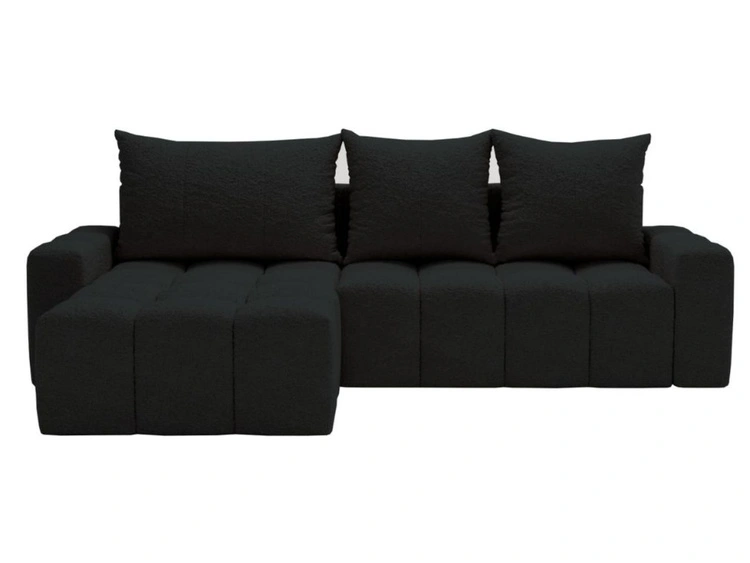 Ecksofa L-Form mit Schlaffunktion und Bettkasten Bresso Schwarz