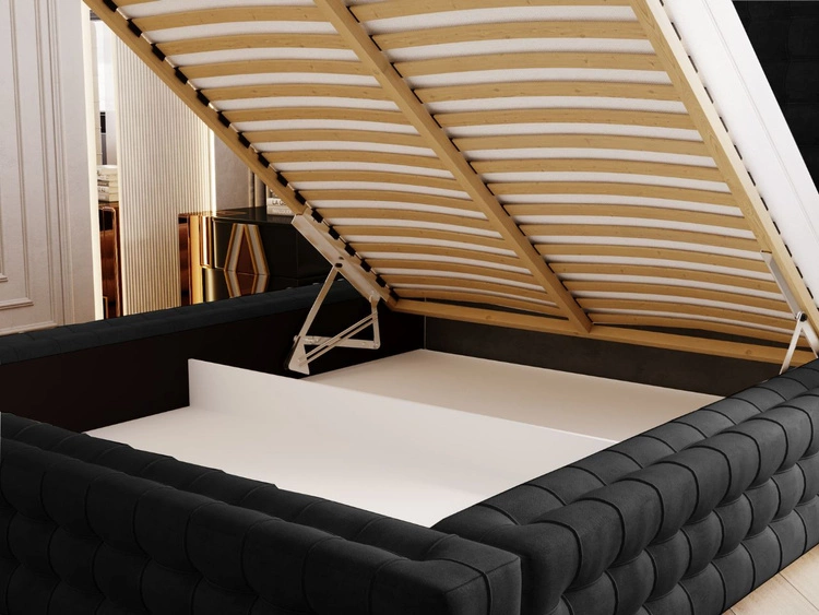 Polsterbett mit Bettkasten und Lattenrost 140x200 Barbados Schwarz