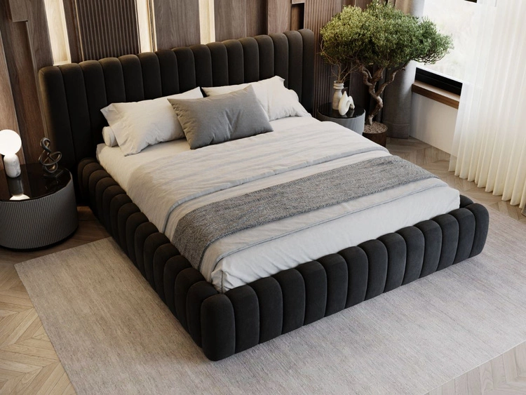 Polsterbett mit Bettkasten und Lattenrost 160x200 Bliss Schwarz