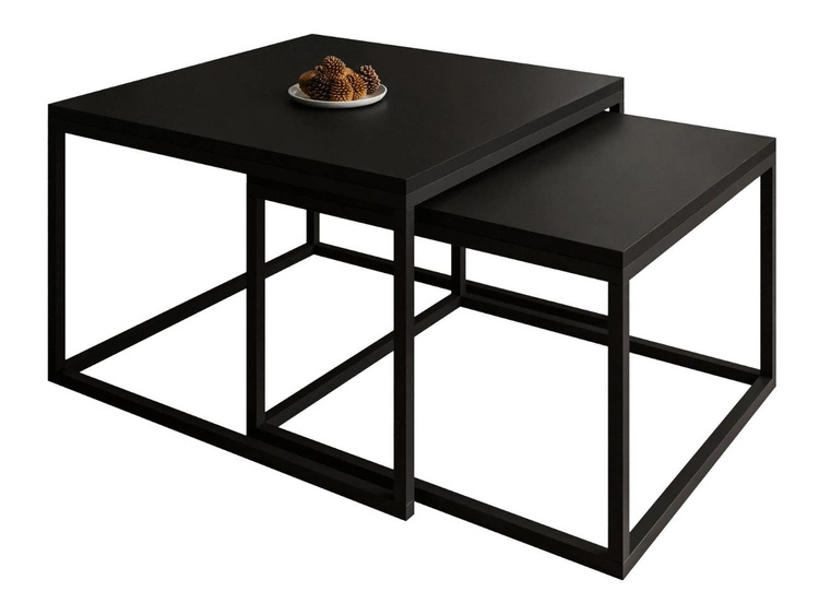 Couchtisch auf schwarzem Metallrahmen mit schwarzez Platte Asumi 40x46