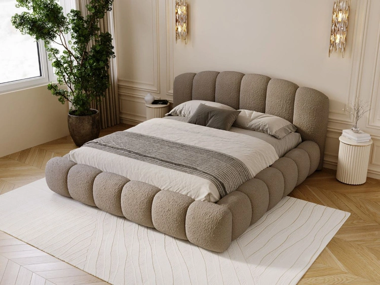 Polsterbett mit Stauraum und Lattenrost 140x200 Cloud Soft Braun