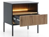 Nachtschrank mit Schublade und Led Deo Schwarz, Eiche Wotan