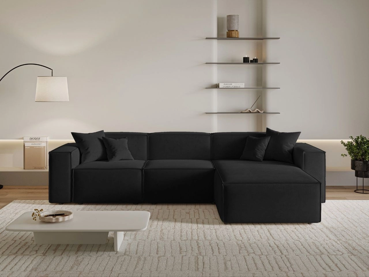 Ecksofa L-Form Rechts Arizona Schwarz