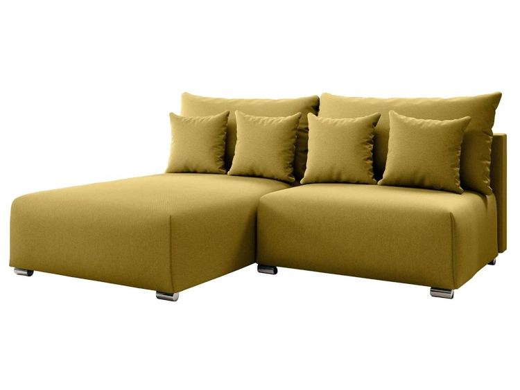 Ecksofa L-Form Links mit Schlaffunktion und Bettkasten Ronni Gelb