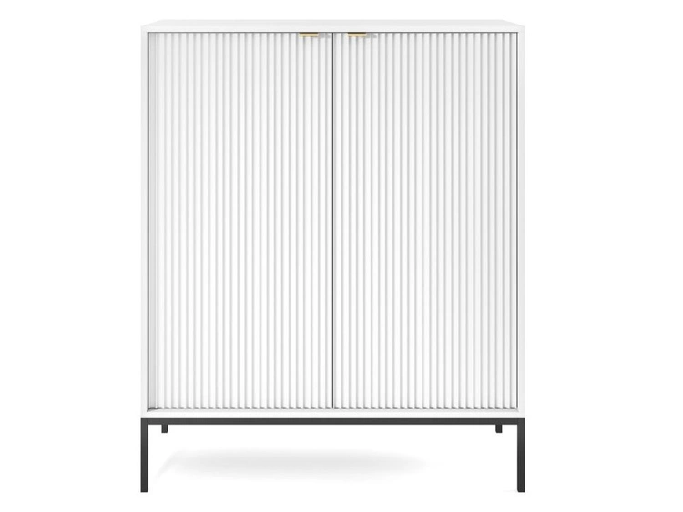 Kommode mit Türen Amber Weiß, Schwarz Frame