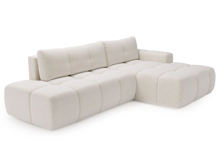 Ecksofa L-Form Rechts mit Schlaffunktion und Bettkasten Montero Weiß