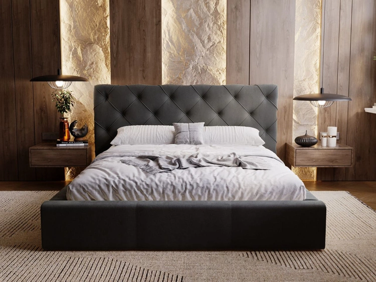 Polsterbett mit Bettkasten und Lattenrost 180x200 Milano Dunkelgrau