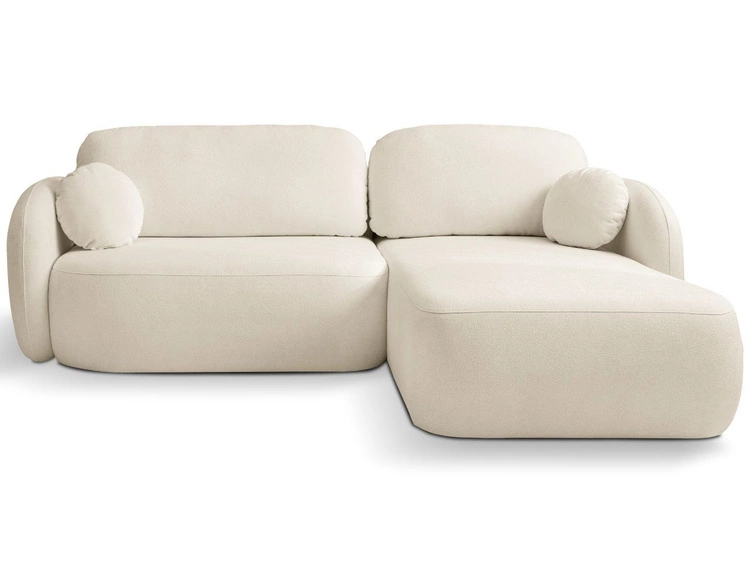 Ecksofa L-Form Rechts mit Schlaffunktion und Bettkasten Oreo Beige