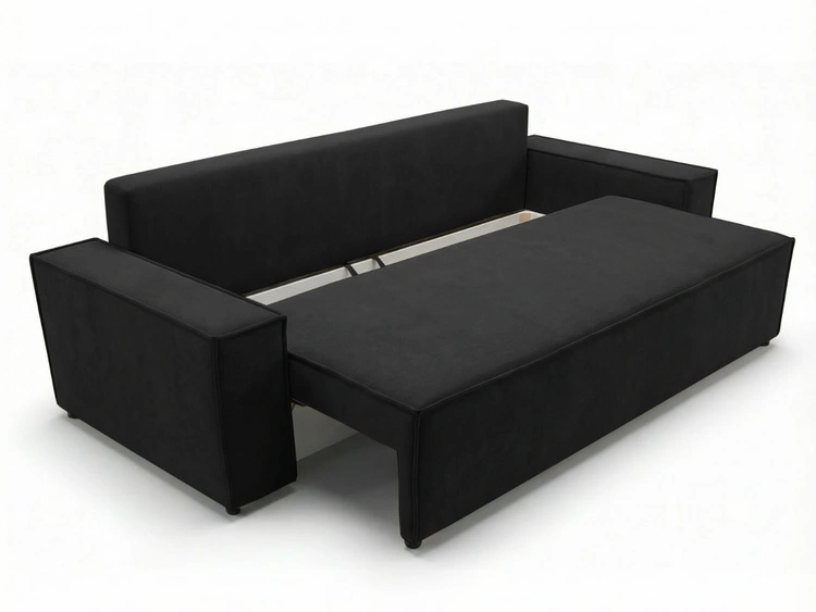 Schlafsofa mit Bettfunktion und Bettkasten Sivra Schwarz
