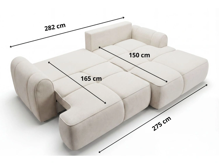 Ecksofa L-Form Rechts mit Schlaffunktion und Bettkasten Bonno Dunkelgrau
