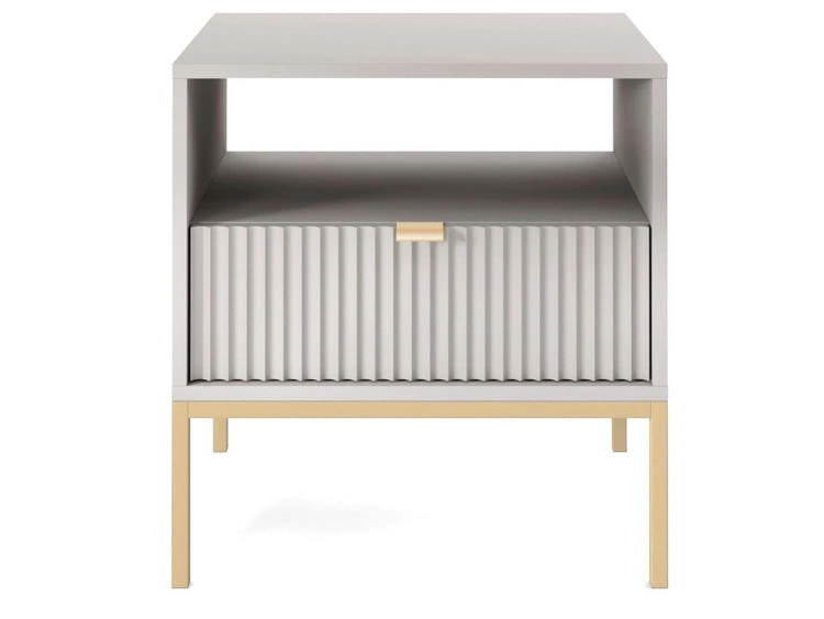 Nachtschrank mit Schublade Amber Grau, Gold Frame
