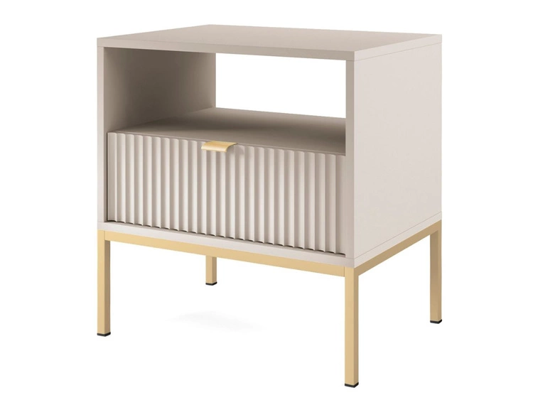 Nachtschrank mit Schublade Amber Kaschmir auf goldenen Beinen