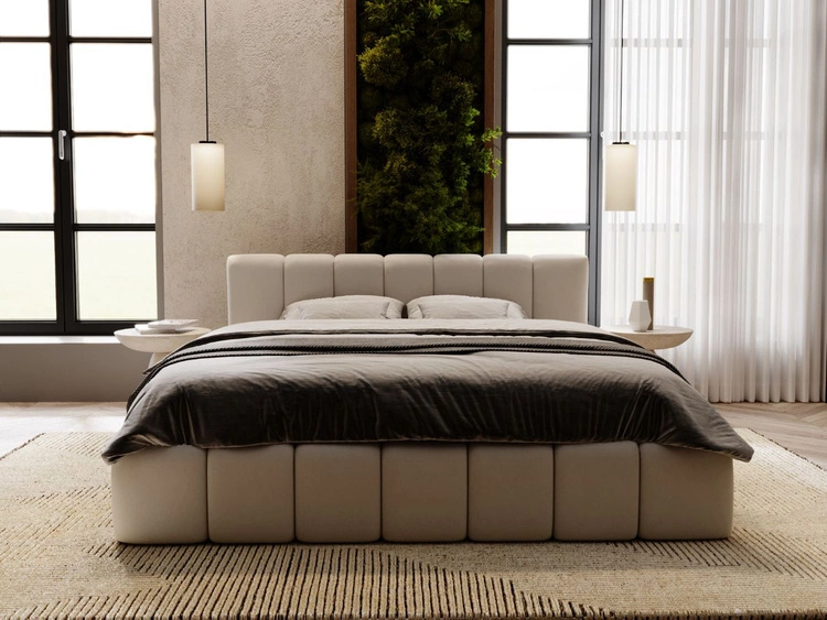 Polsterbett mit Bettkasten und Lattenrost 140x200 Split Hellgrau