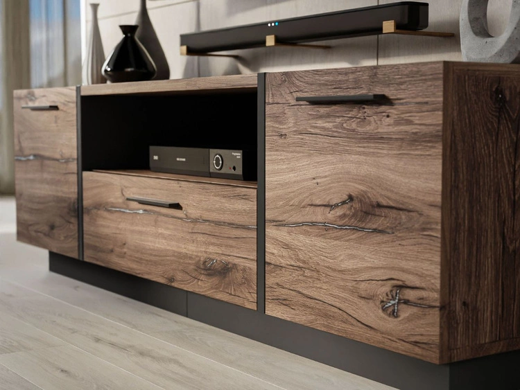 Wohnzimmer-Set im Loft-Stil Lunelie Eiche Flagstaff