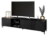 TV-Schrank mit schwarzen Kunststoffbeinen und 3D-gefrästen Fronten Celiane Schwarz Glanz