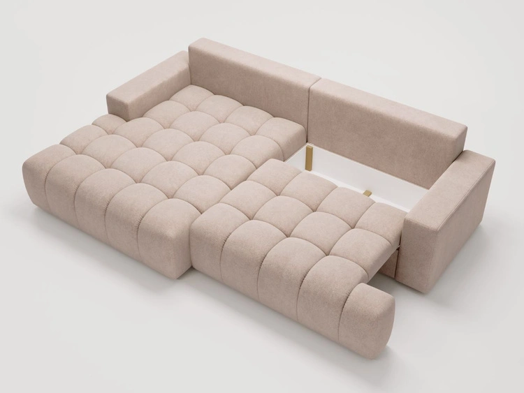 Ecksofa L-Form mit Schlaffunktion und Bettkasten Havi Links Beige