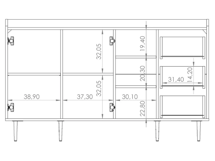 Kommode mit Türen und Schubladen Vasa Braun