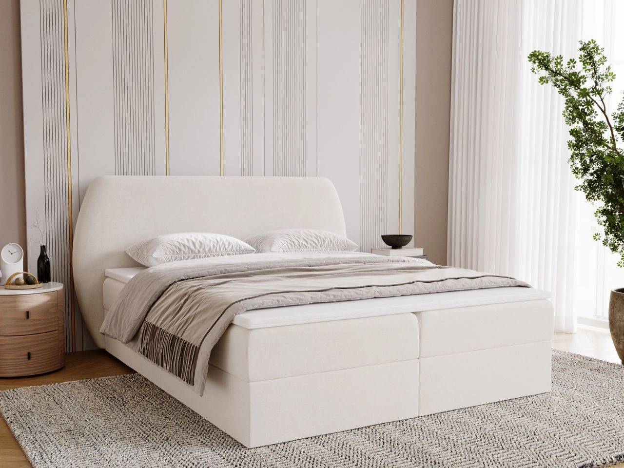 Boxspringbett mit Bettkasten 160x200 Bogota Creme