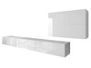 Hängende Wohnwand für das Wohnzimmer mit LED-Beleuchtung Nodoo Weiß Hochglanz