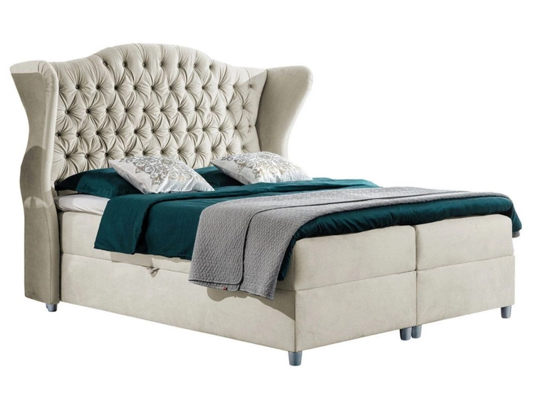 Boxspringbett mit Bettkasten 140x200 Kate Creme