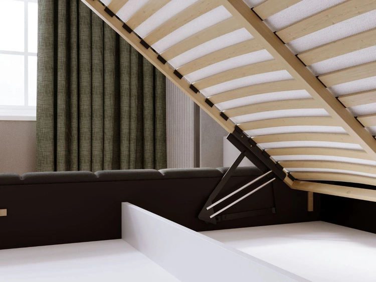 Polsterbett mit Bettkasten und Lattenrost 120x200 Orio Dunkelgrau