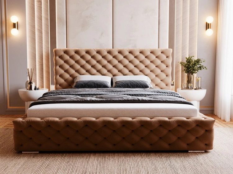 Polsterbett mit Bettkasten und Lattenrost 120x200 Astra Braun