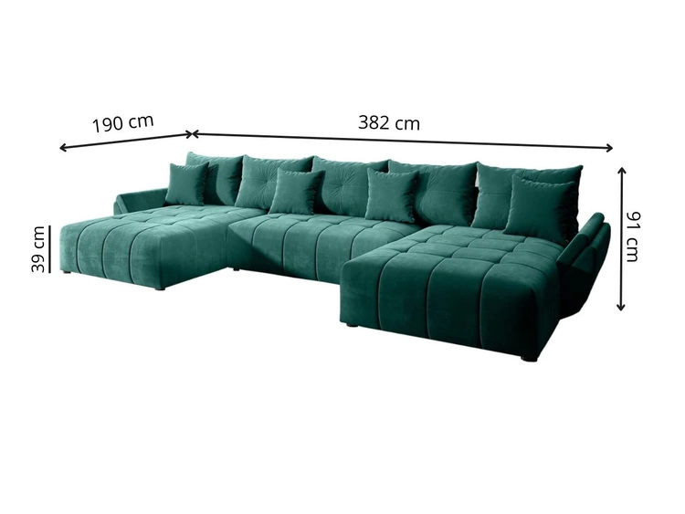 Wohnlandschaft mit Schlaffunktion und Bettkasten Decor U Gelb