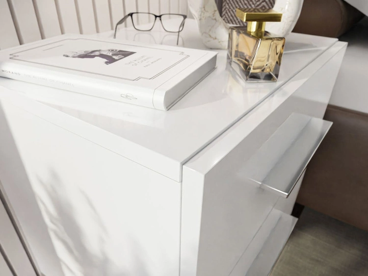 Hängender Nachttisch mit zwei Schubladen Nuveo Lux Weiß Hochglanz