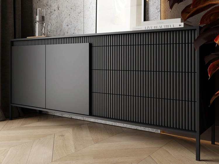 Kommode mit Türen und Schubladen 187 cm Sorano Schwarz