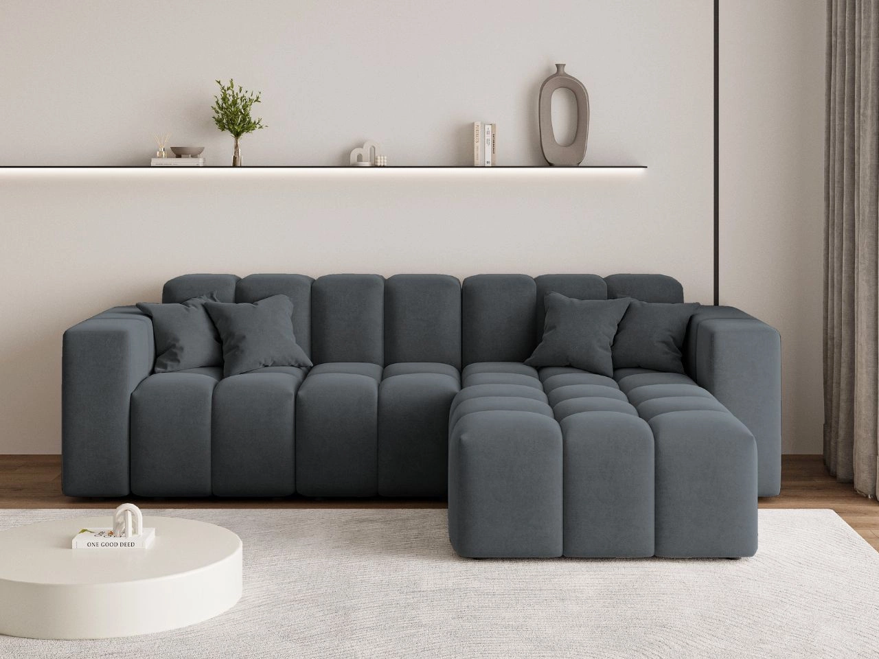 Ecksofa L-Form Rechts Moderne Ecksofa Loopo Dunkelgrau